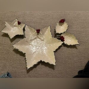 julia knight dish set holly & snowflake